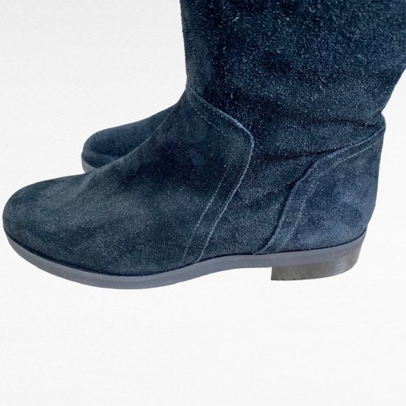 Boho Chic Cuffed Black Suede 16”  Boots Comfy 1” Heel Made in Italy Sz 40 9.5 - Picture 5 of 8